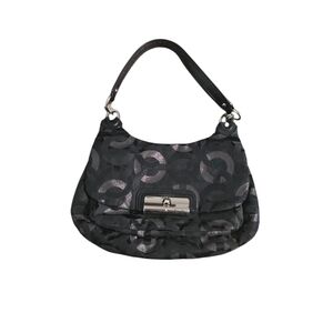 Coach KristenOP Art Black Satchel C Canvas Leather Trim Shoulder Bag Purse